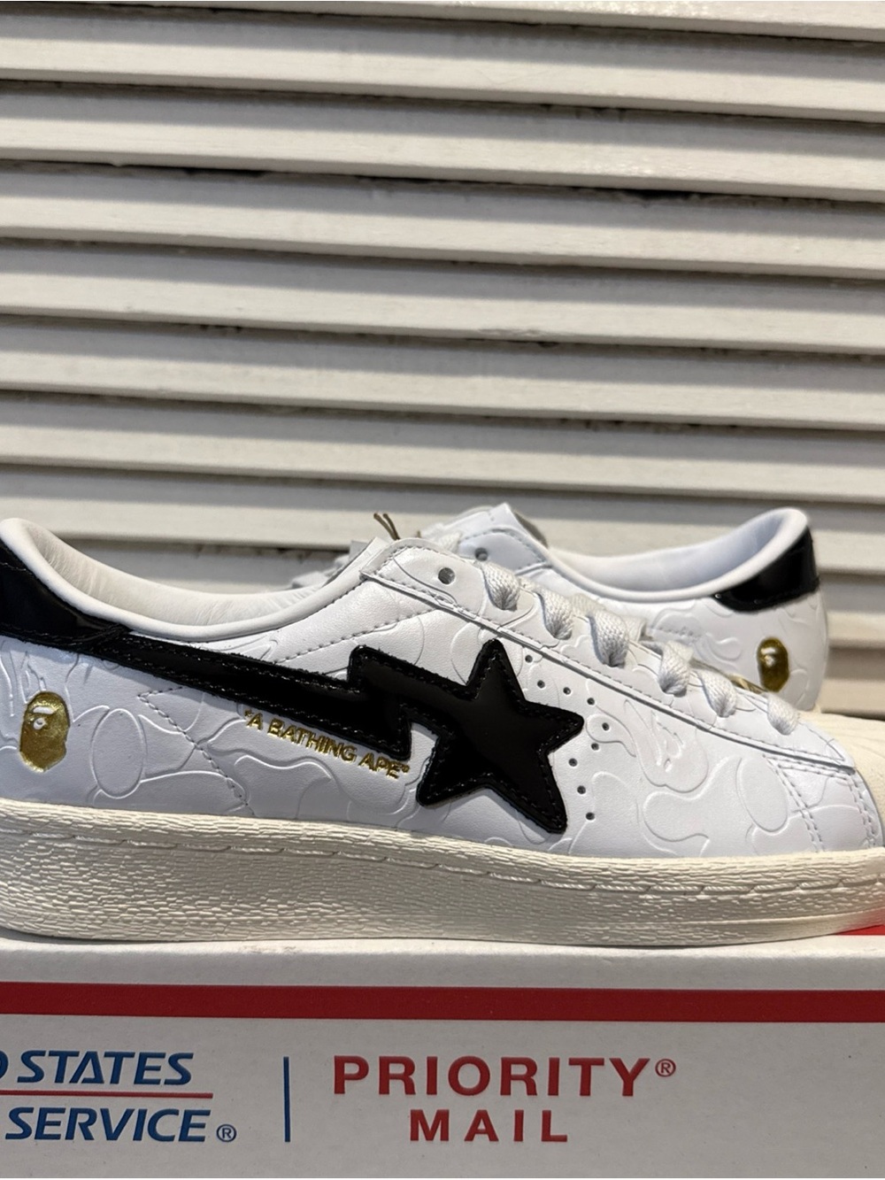 New BAPE x Adidas Superstar Vintage Shoes White Black Men’s Size 6 / W 7 JR2701